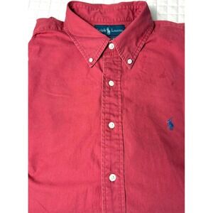 Ralph Lauren Classic Fit Button Down Shirt Mens XL Red Long Sleeve Polo